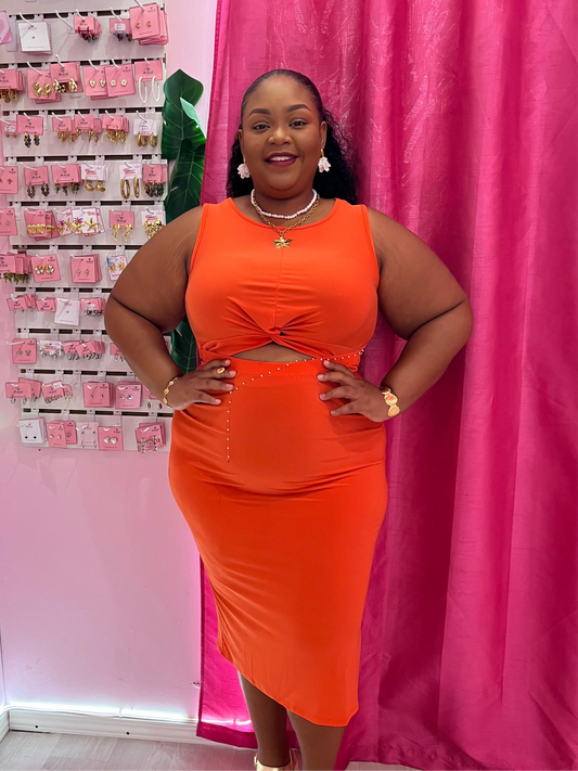 Orange Cut Out Dress