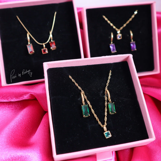 BIRTHSTONE Necklace & Earrings Set