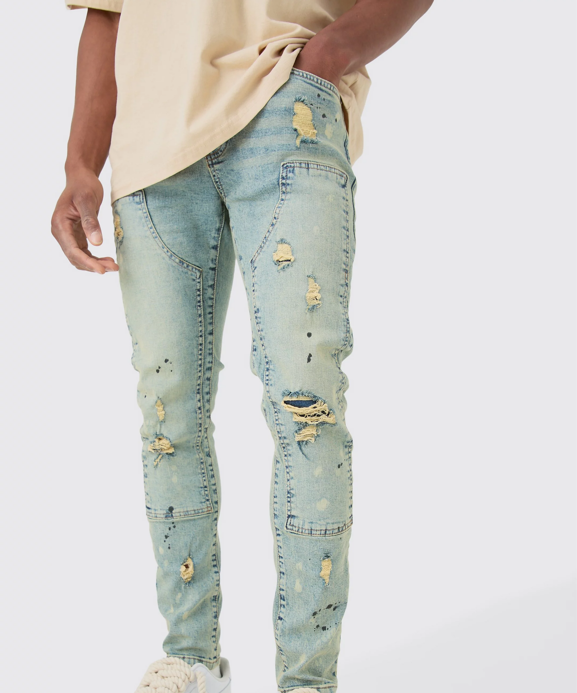 Ripped Carpenter Jeans - Antique Blue