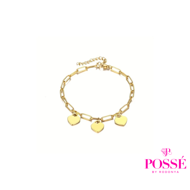 LOVELI Bracelet - 3 Heart Charms