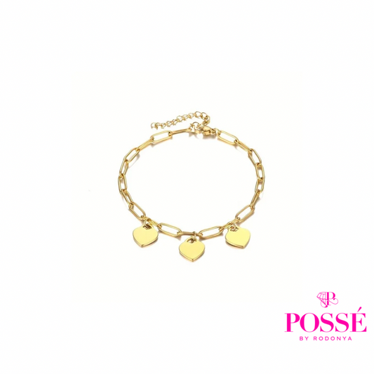 LOVELI Bracelet - 3 Heart Charms
