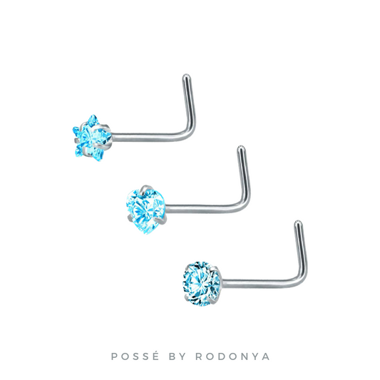 Coloured Nose Rings-L Rod