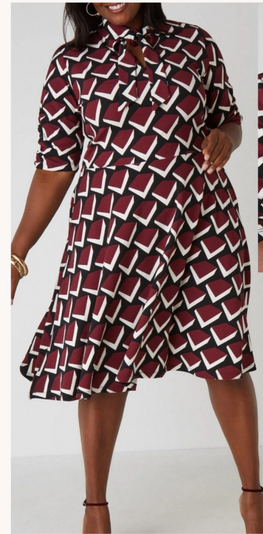 Tie Neck A Line Dress
