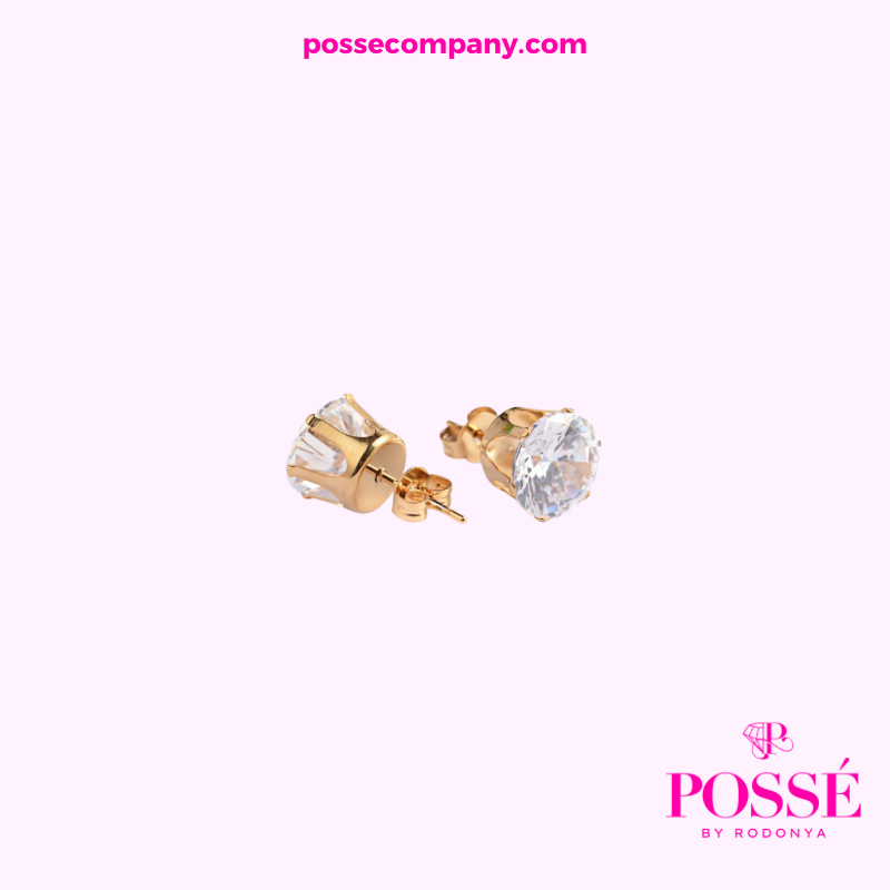 Round CZ Studs - Gold