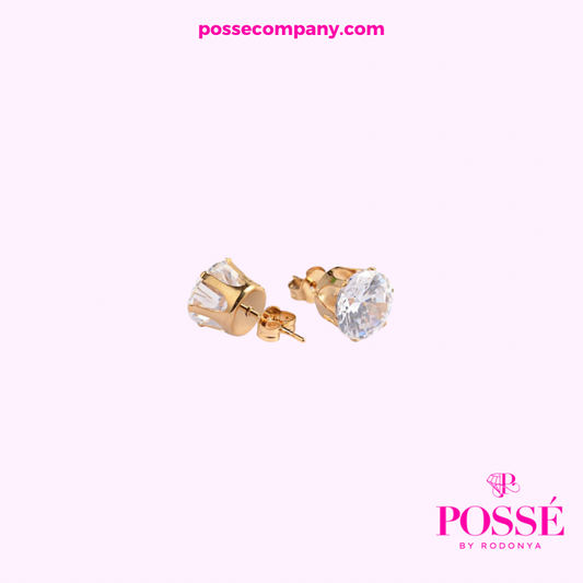 Round CZ Studs - Gold