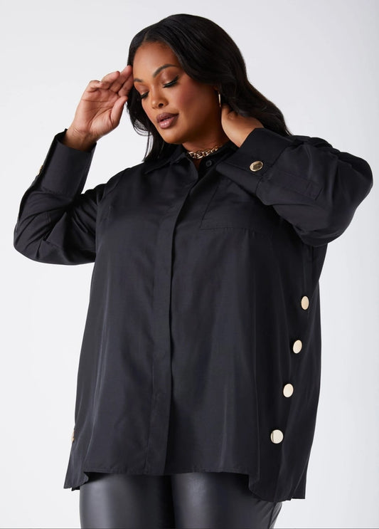 Button detailed poplin shirt