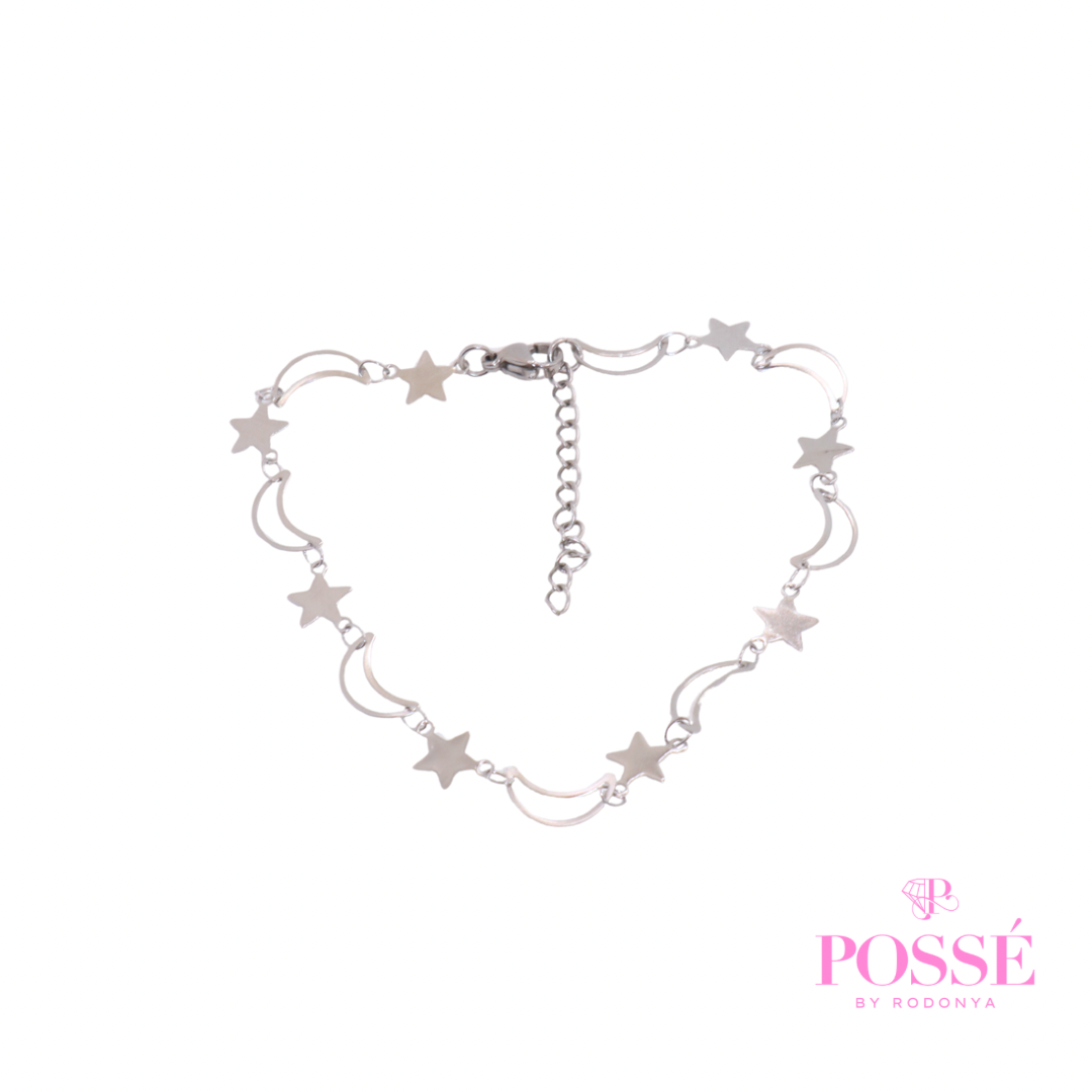 STAR N MOON Anklet - Silver