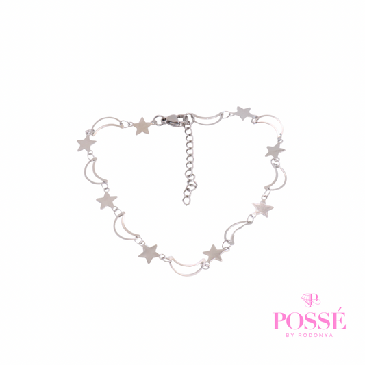 STAR N MOON Anklet - Silver