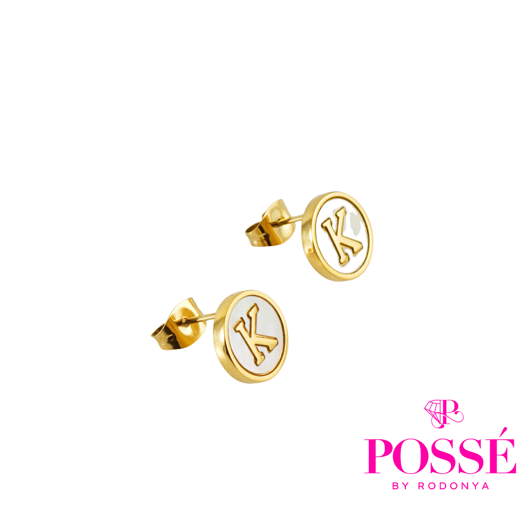 White Reflective Initial Studs