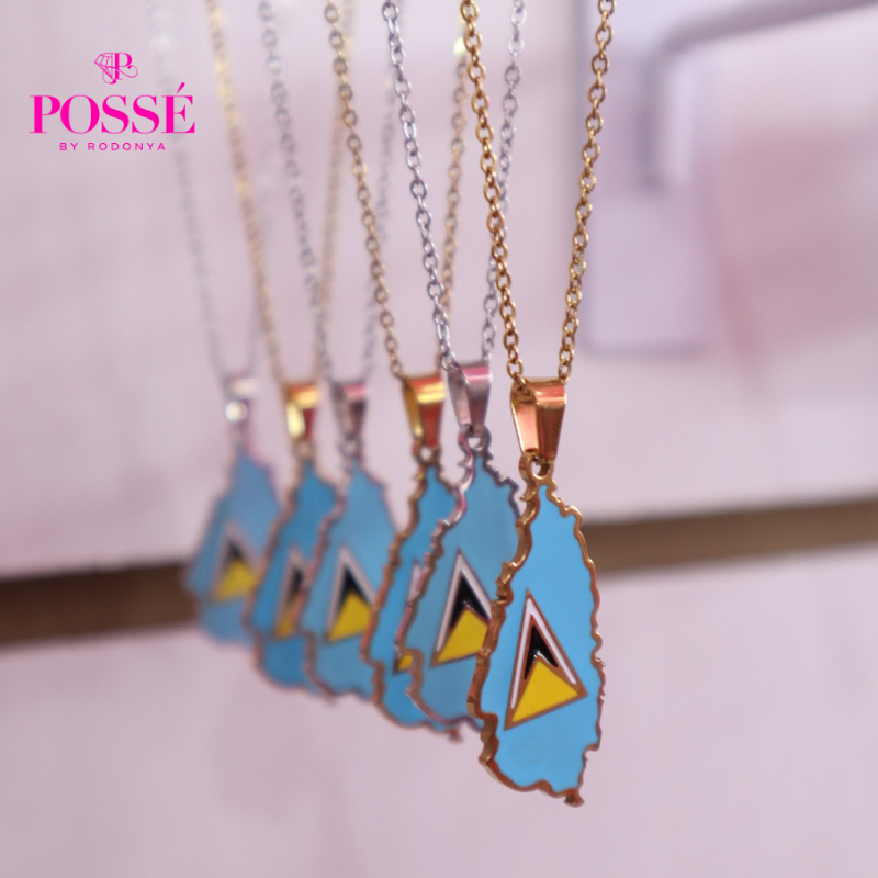 ST.LUCIA Map Pendant Necklace