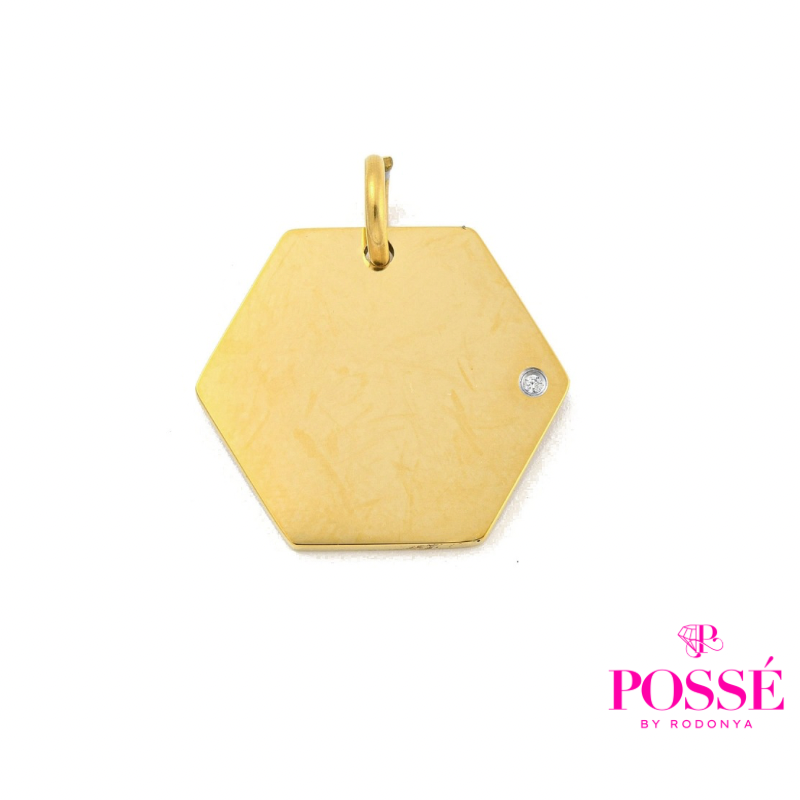 HALLE HEXAGON Engravable Pendant - Gold