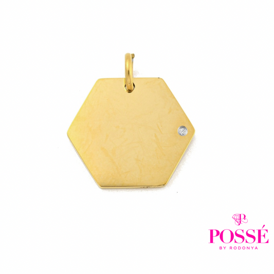HALLE HEXAGON Engravable Pendant - Gold