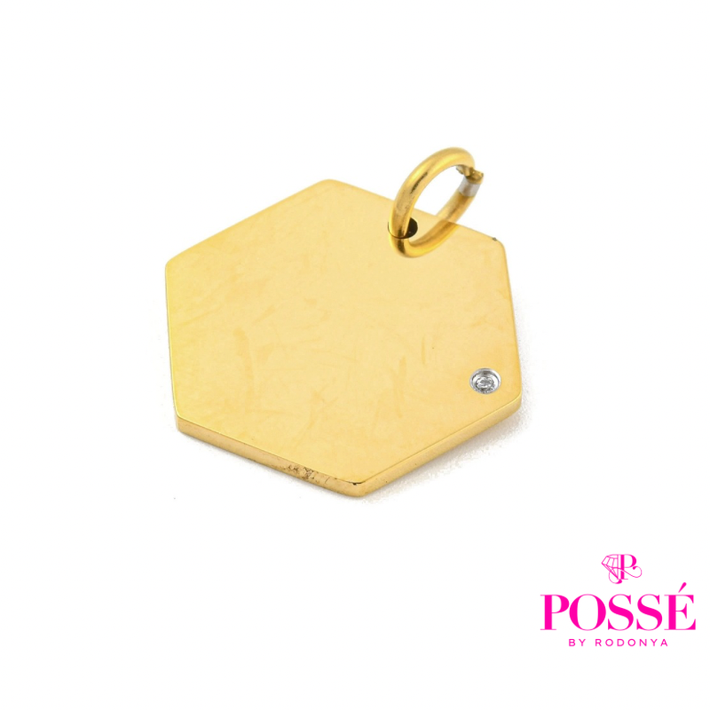 HALLE HEXAGON Engravable Pendant - Gold