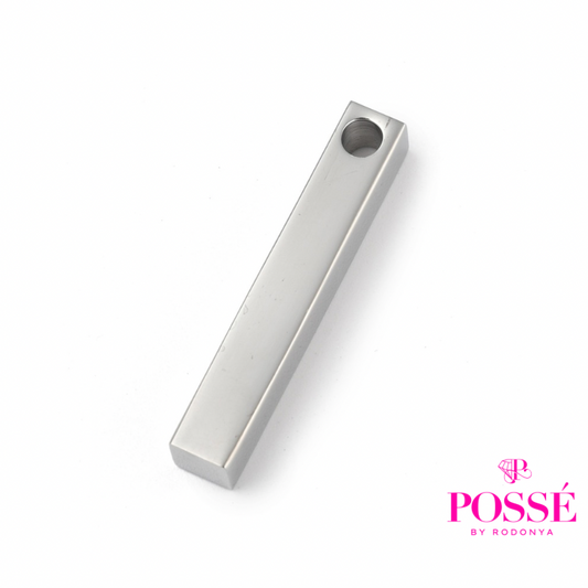 Engravable 3D Silver Bar Pendant