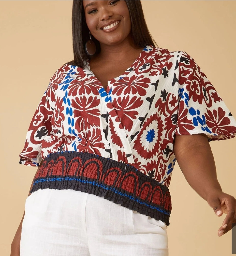 Printed Cotton Gauze Top