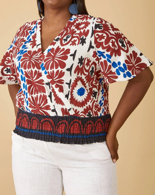 Printed Cotton Gauze Top