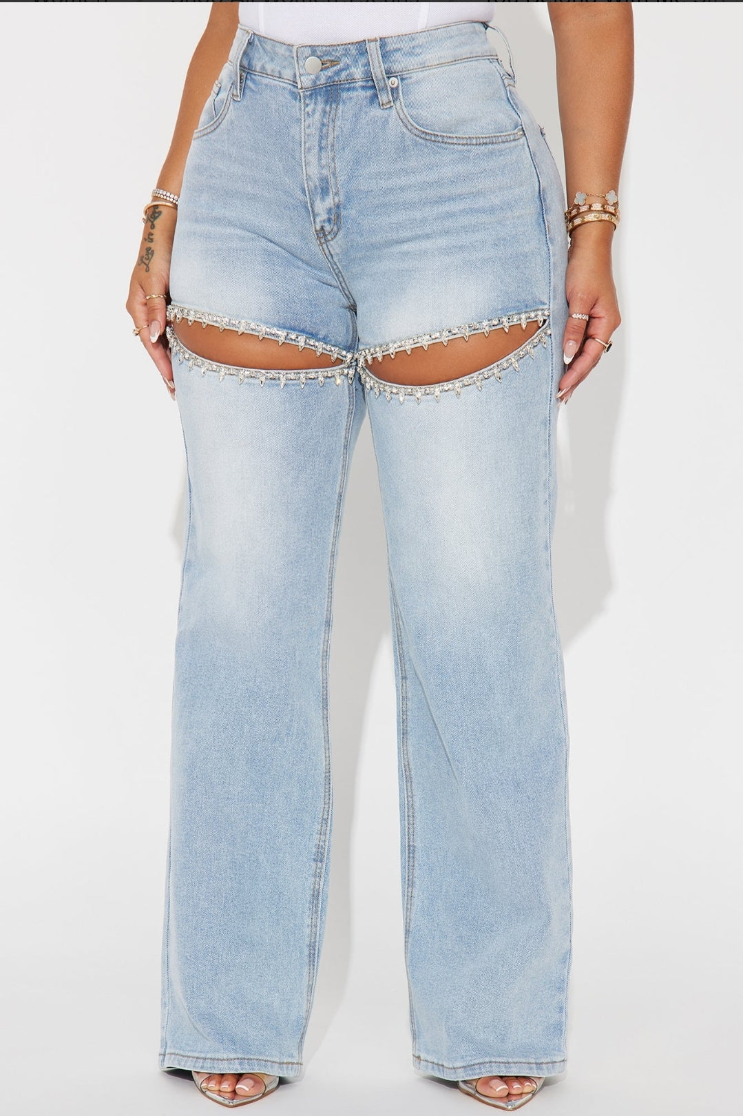 Stretched Embellished Denim Jeans