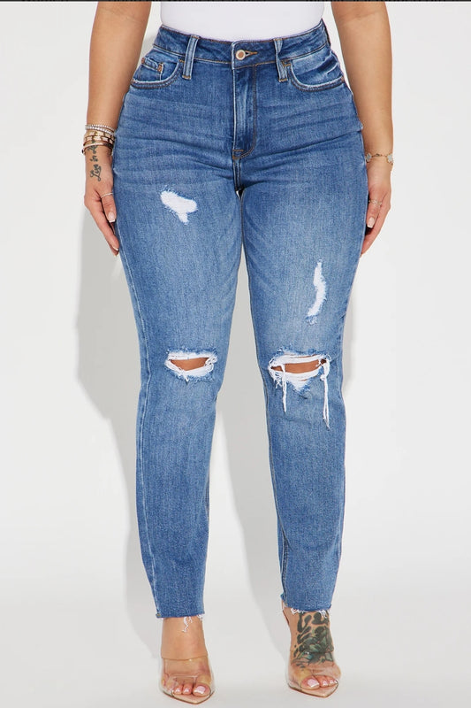 Manifest it Ripped Stretched Straight Leg Jeans