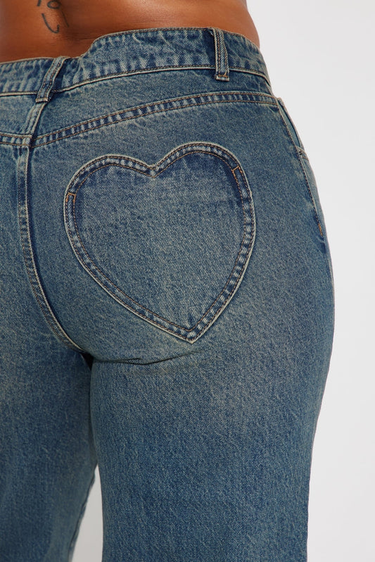 Heart Pocket Straight Leg Jeans
