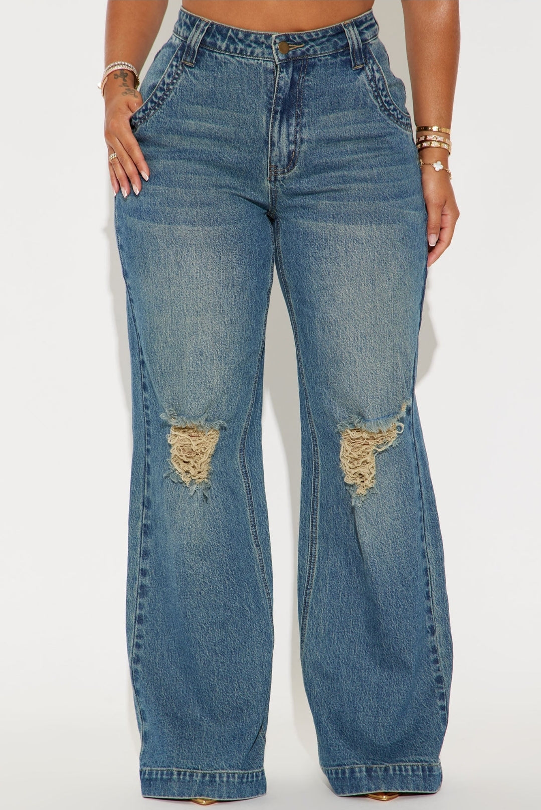 Ripped Wide Leg Jeans