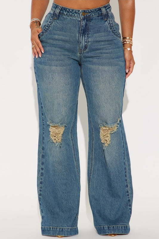 Ripped Wide Leg Jeans