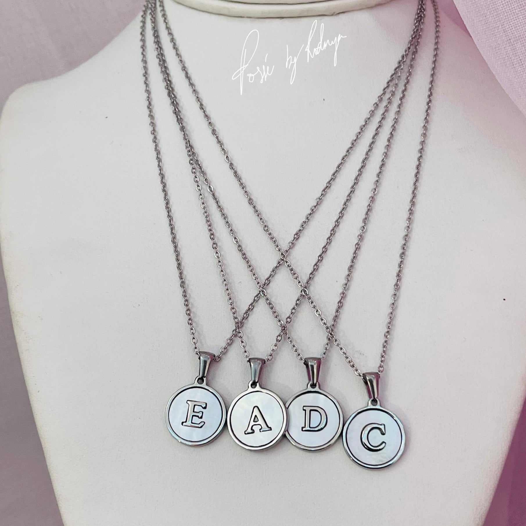 SILVER REFLECTIVE Initial Necklace