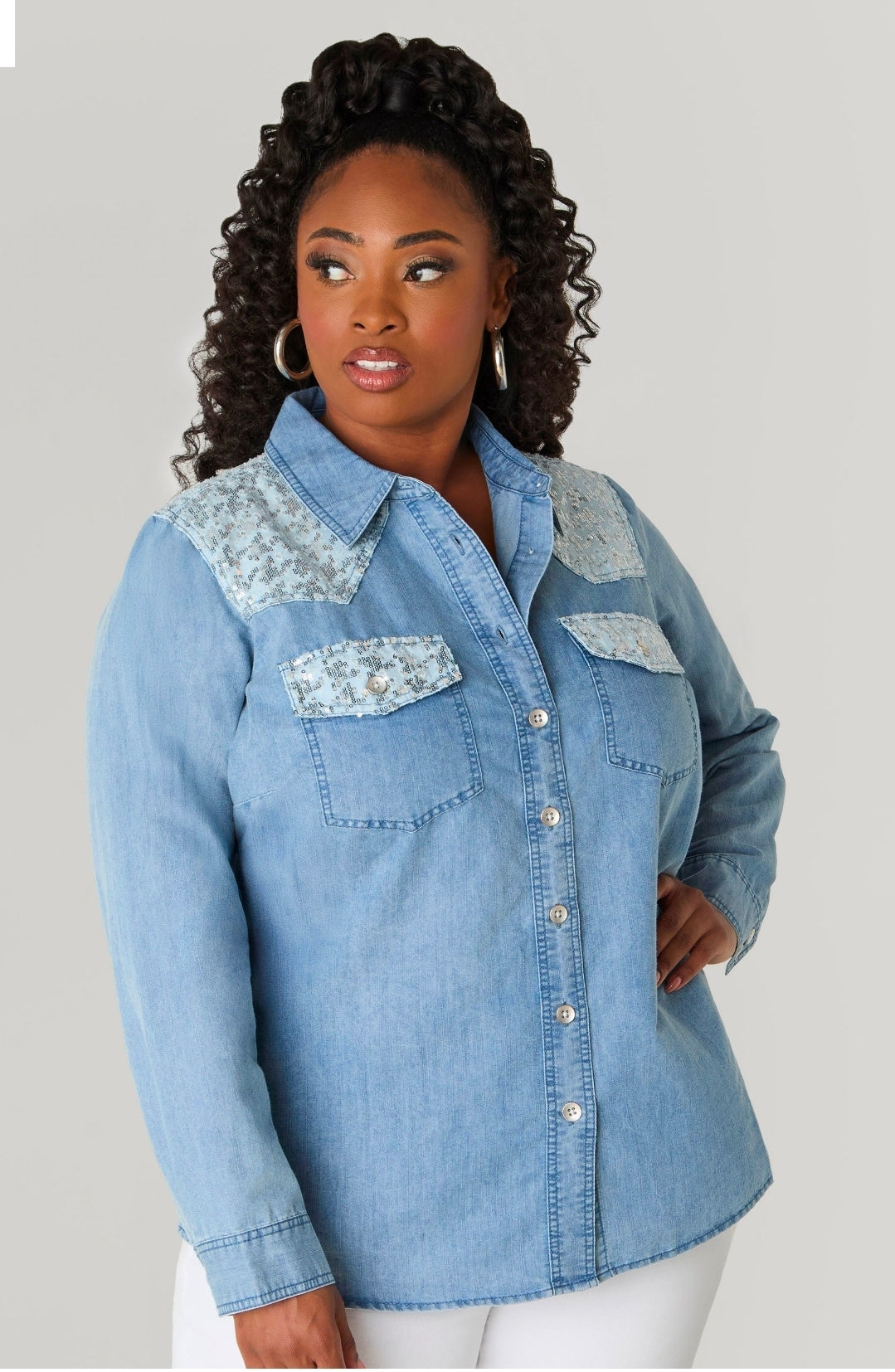 Glitter Denim Shirt