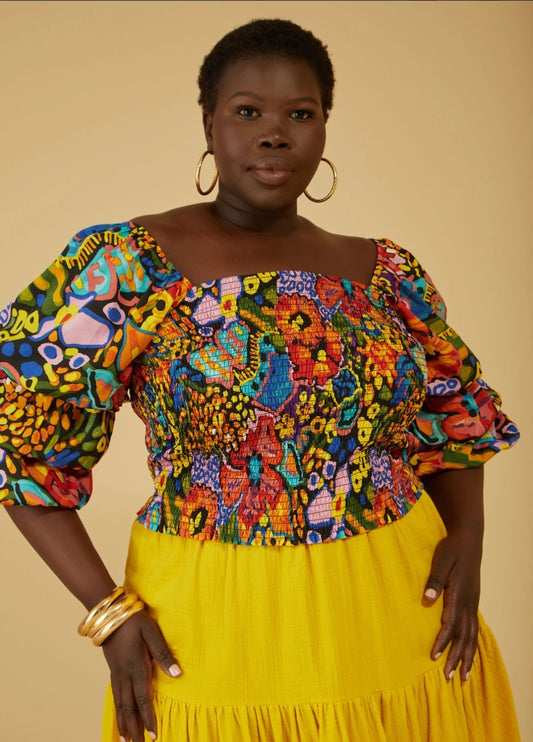 Printed Square Neck Top