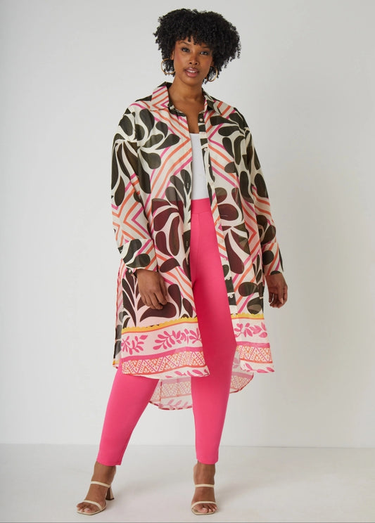 Pink Floral Button-up Tunic