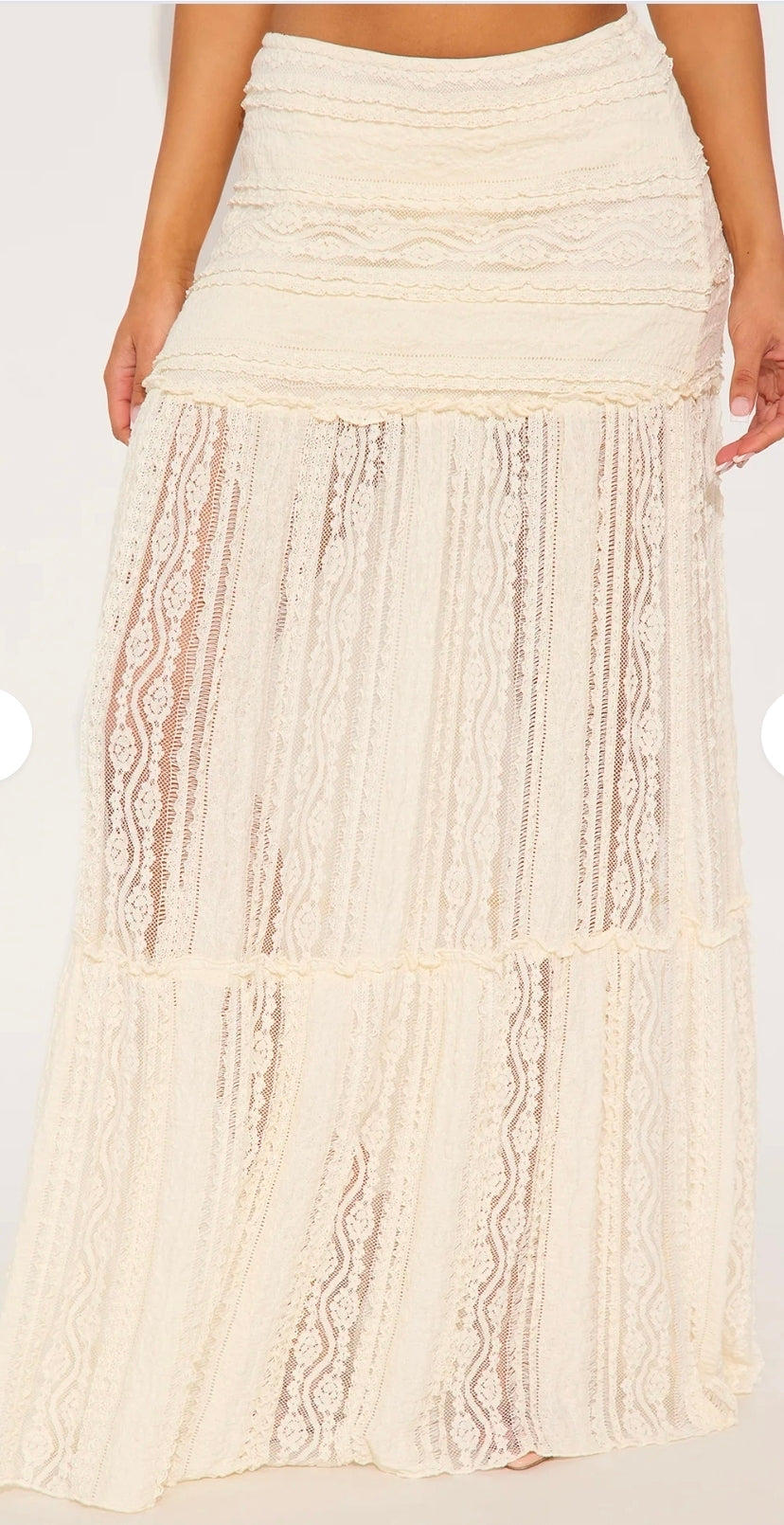 Know Your Worth Lace Maxi Skirt - Cream