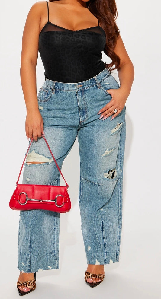 Destructed Barrel Jeans