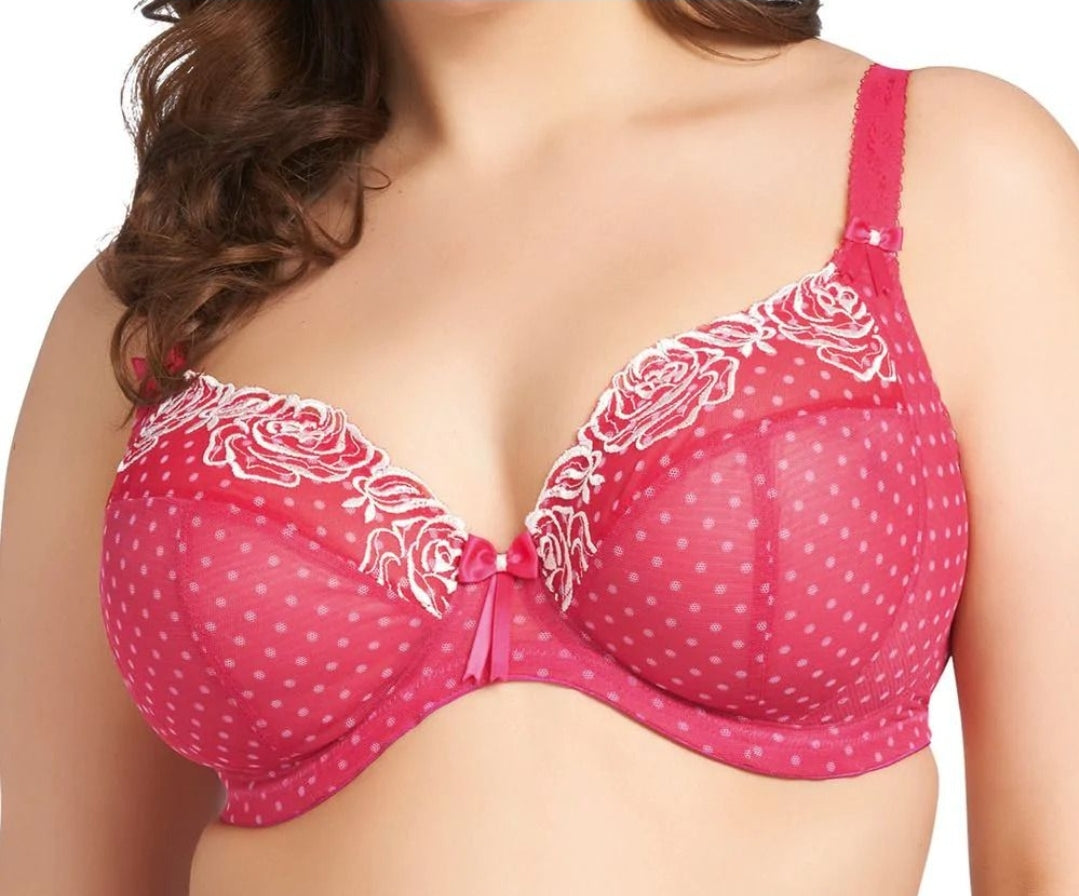 Elomi Betty Plunge Red and white lace