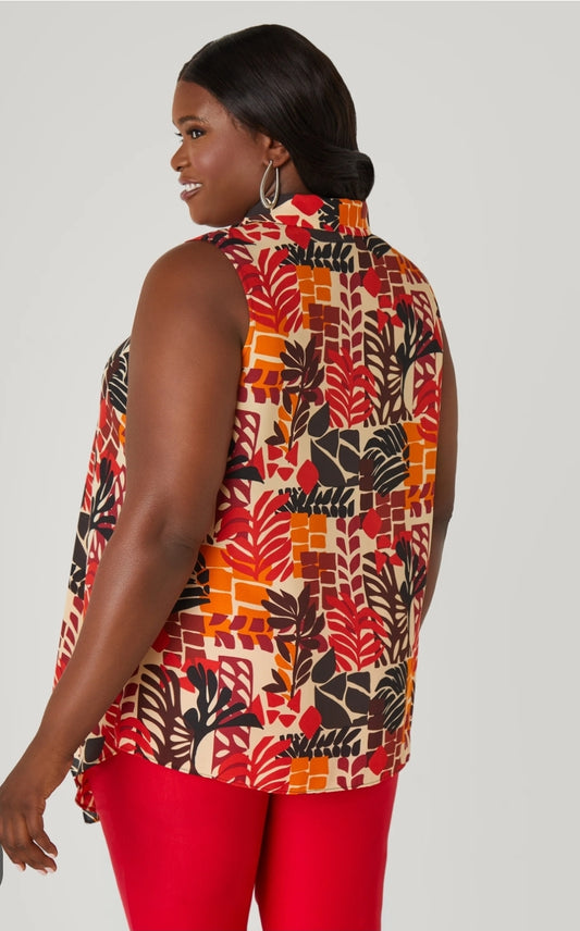 Leaf Print Hi-low Top