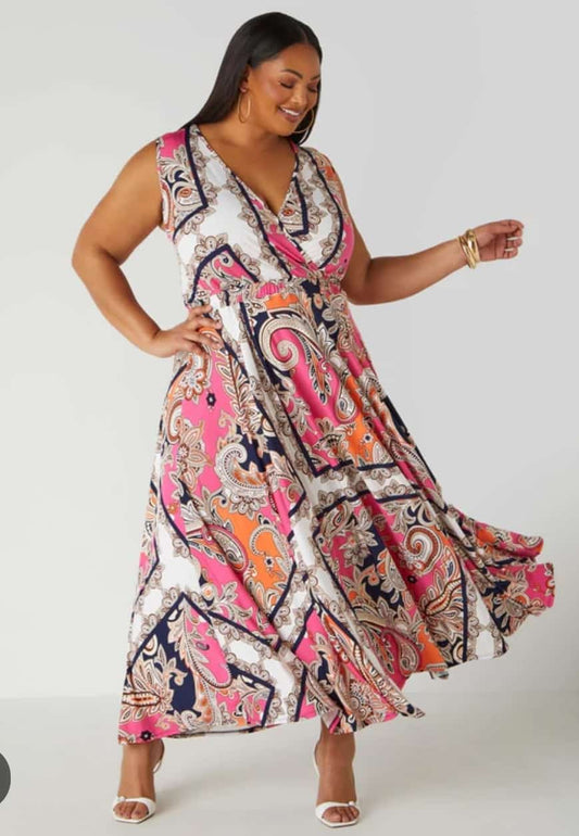 Paisley Maxi Wrap Dress