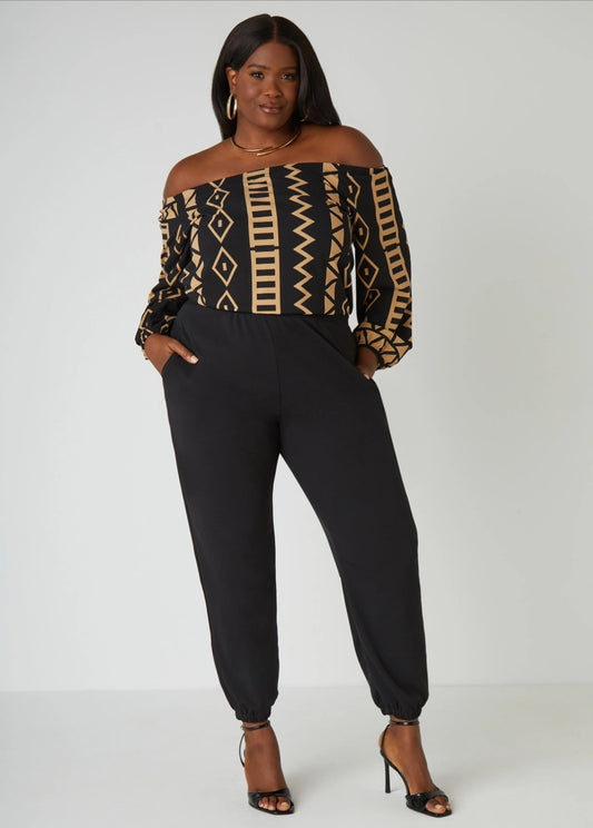 Jogger Jumpsuit- Black/Tan