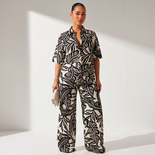 Palm Pants Set - Black & White