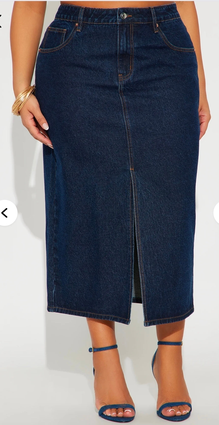 Amanza Non- stretch Midi Denim Skirt