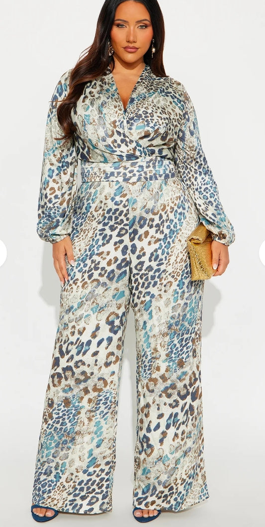 Tara Leopard Wide Leg Jumpsuit