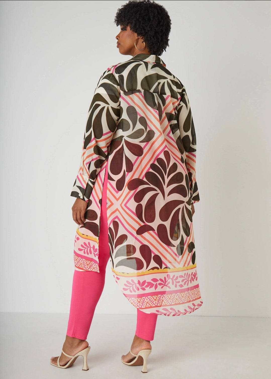 Pink Floral Button-up Tunic