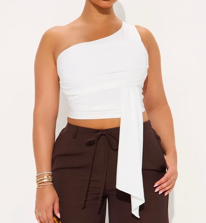 One Shoulder Ruched Top