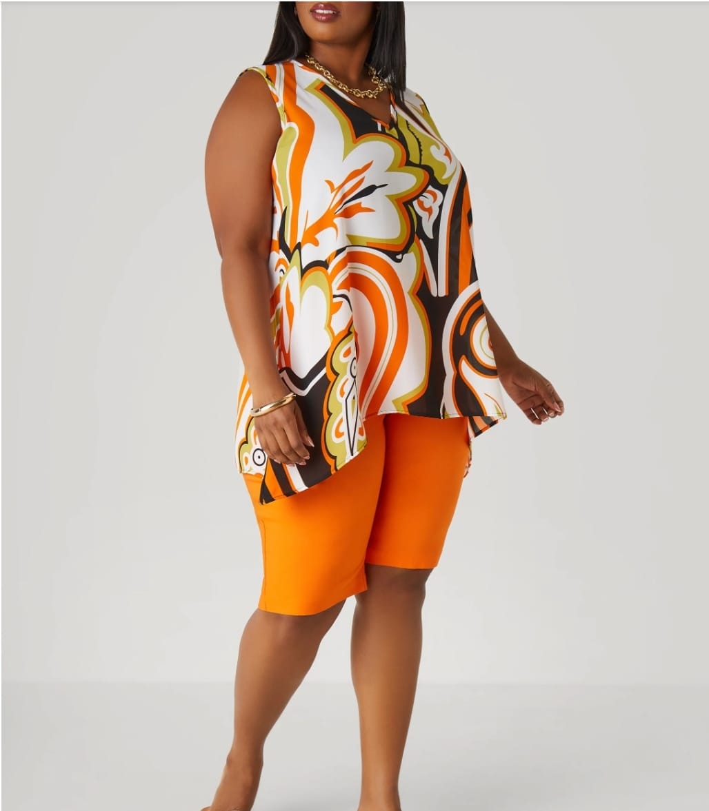 V-neck Multi-colored Blouse