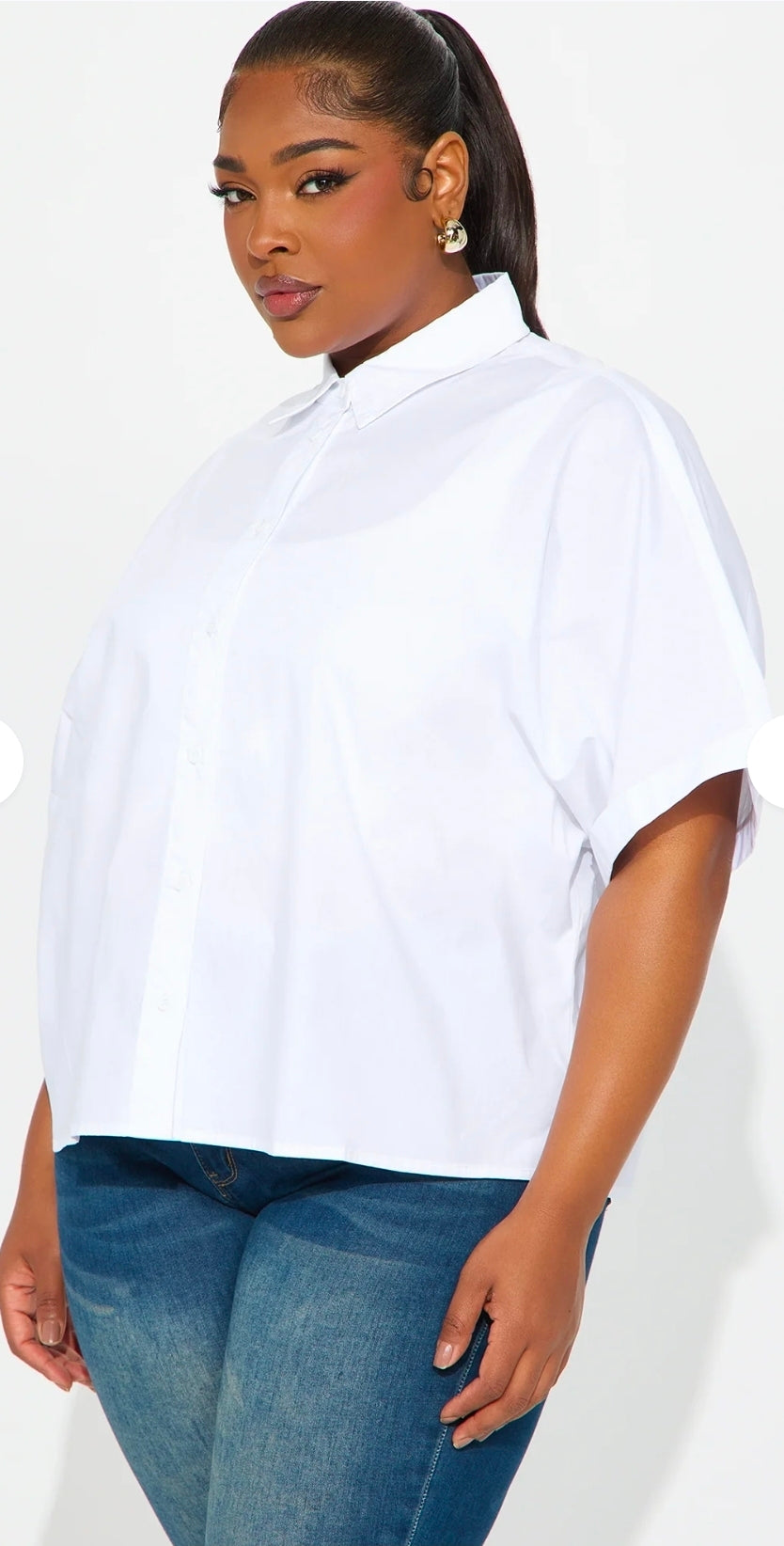 Oversized Button-up Cotton Shirt - White