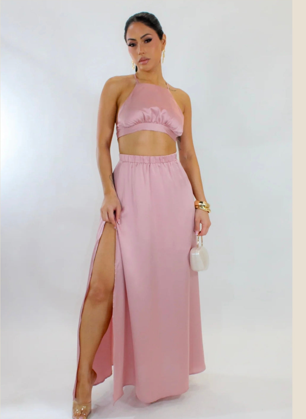 Slowing Down Skirt Set Pink