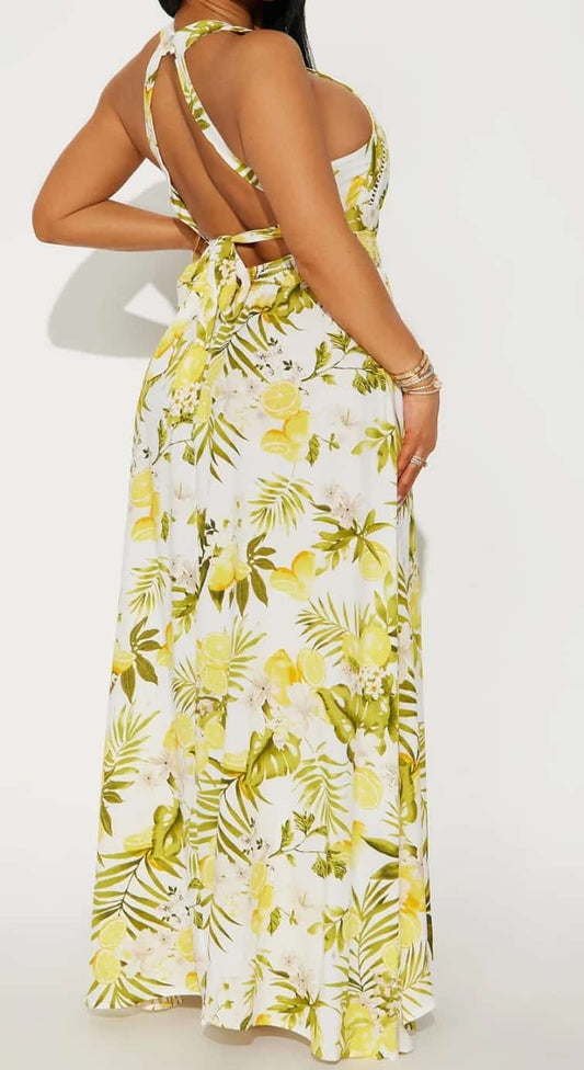 Lemon Halter Dress - Yellow