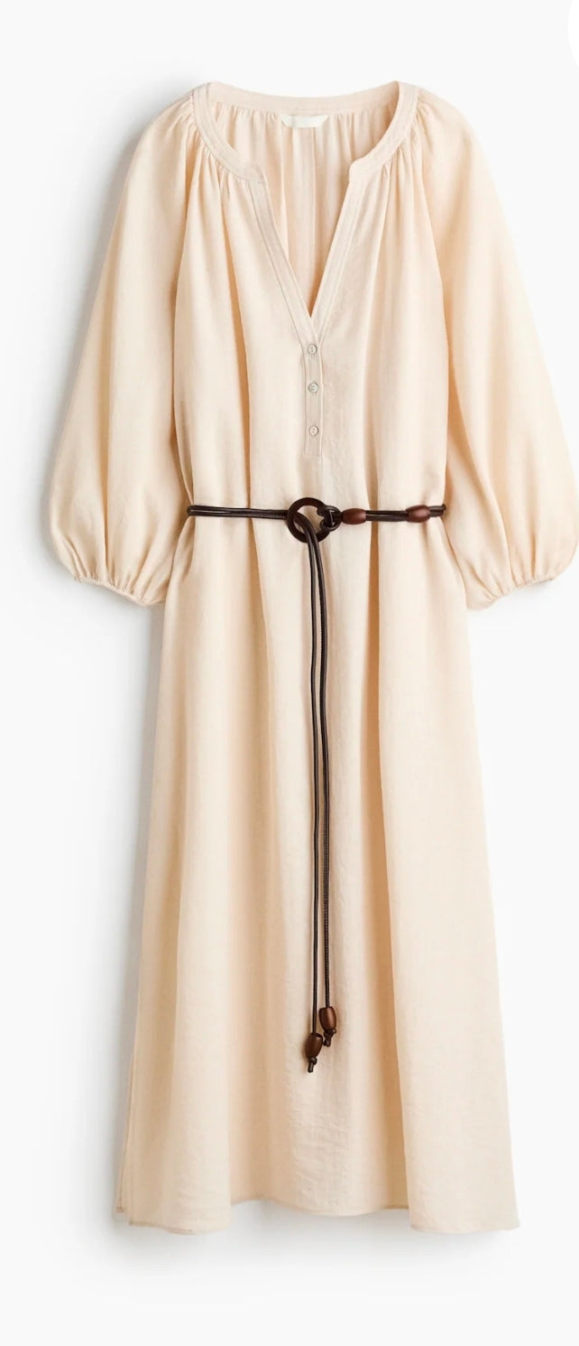 H&M Oversized Midi Belted Tunic/ Dress - Light Beige