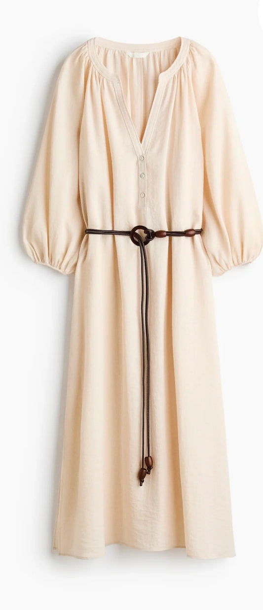 H&M Oversized Midi Belted Tunic/ Dress - Light Beige
