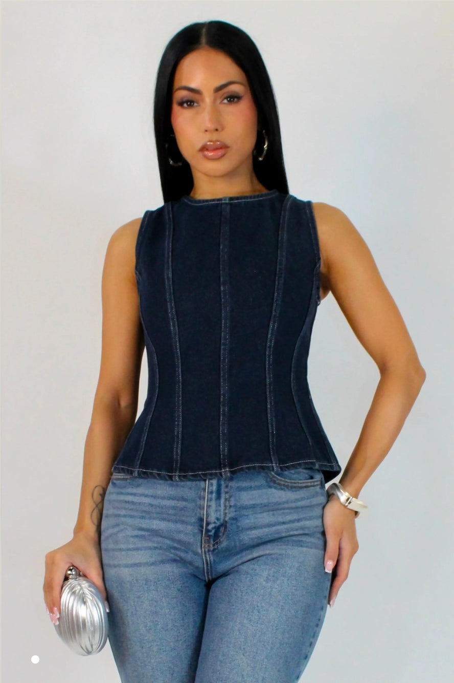 Tie Back Denim Top