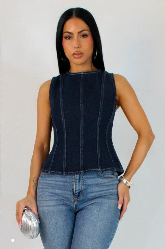 Tie Back Denim Top