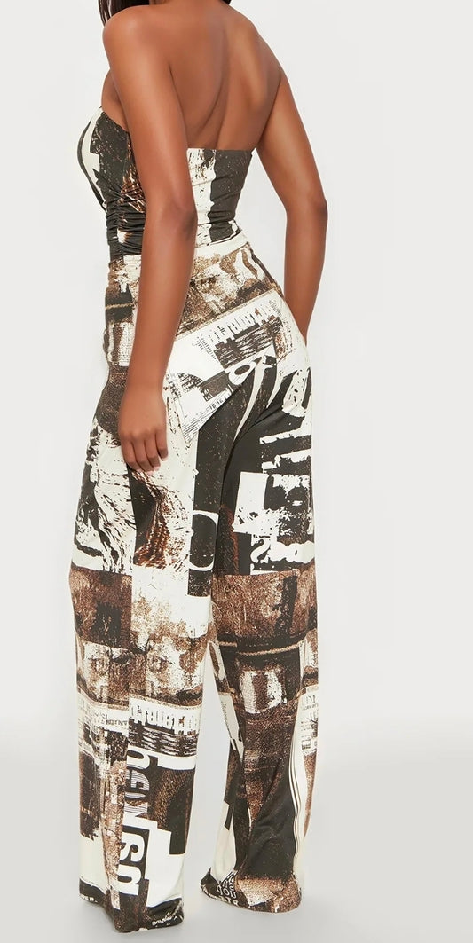 Anahi Abstract Wide Leg Pant Set
