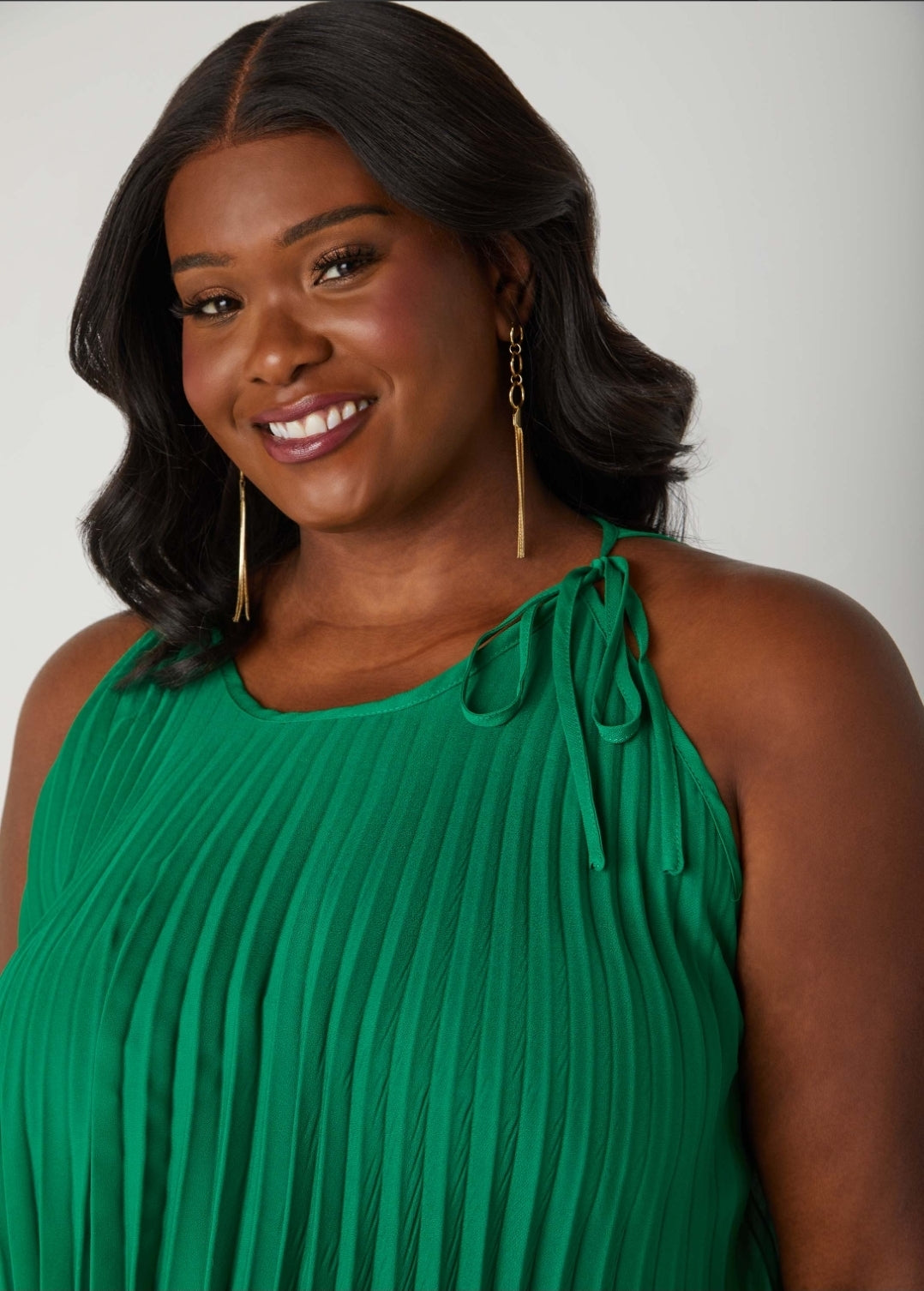 Tie Shoulder Swing Top - green
